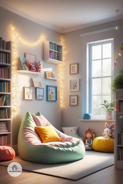 Are you looking for ways to encourage your kids to read more? A cozy reading nook in their room could be the solution! Join me as I share essential tips on finding the right spot, selecting comfy seating, and adding fun decor that inspires a love for reading. Together, we can create a magical corner that your kids will adore and want to spend hours in! #KidsReadingNook #HomeDecor #CozySpaces #LiteracyMatters #CreativeKids Cosy Corner Playroom, Girls Bedroom Reading Corner, Reading Nook Girls Bedroom, Girls Room Reading Corner, Child Reading Nook, Quiet Corner Home Kids, Reading Nook In Bedroom Kids, Kids Nook Ideas, Kids Cozy Corner Ideas