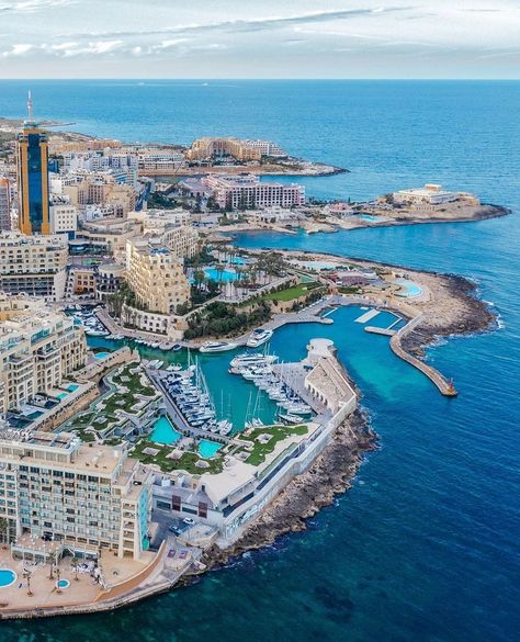 LoveMalta - A bird`s eye view of Portomaso, St.Julian`s,... St Julians, Malta Beaches, Maltese Islands, Sun City, Crystal Clear Water, Photography Nature, Historical Sites, Malta, Travel Blogger