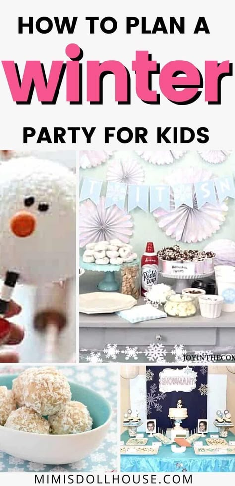 Theme Ideas for a Winter Birthday Party Looking for a great party theme for your little one in the winter time? Winter birthdays aren't always the easiest to plan with outdoor options closed and weather being a challenge. Here are some killer winter party ideas that will make party planning a breeze! Winterwonder Land Party Ideas, Winter Wonderland 3rd Birthday Party, Winter Wonderland Birthday Food Ideas, Snow Day Party Ideas, Snowflake Theme Birthday Party, Winter Onederland Party Games, Winter Wonderland Tea Party Ideas, Snow Day Party, Winter Wonderland Party Theme For Kids