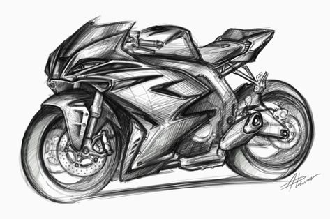 Motorbike Drawing, Motorcycle Drawing, Bike Drawing, Bike Sketch, Pencil Sketch Images, Meaningful Drawings, Easy Drawings Sketches, Doodle Art Designs, Art Drawings Sketches Creative