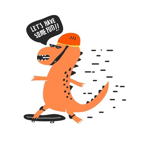 Cute dinosaur playing skateboard in chil... | Premium Vector #Freepik #vector #cartoon-card #kids-illustration #fondo-infantil #kids-wallpaper Dinosaur Cartoon, Dinosaur Illustration, Kids Illustration, Cartoon Dinosaur, Vector Cartoon, Cute Dinosaur, Kids Wallpaper, Have Some Fun, Children Illustration