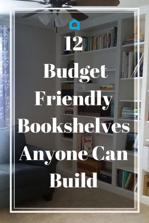 Homemade Wall Bookshelves, Diy Bookcases Ideas, Diy Home Bookshelves, No Bookshelf Ideas, Bookshelves In Front Of Windows, Diy Home Library Bookshelves, Diy Bedroom Bookshelves, Diy Wall Bookshelves Living Room, Book Shelf Hacks Diy