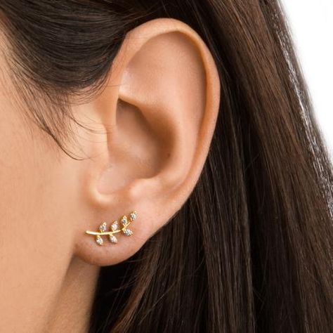 Ear Jacket Earring Gold, Leaf Earrings Silver, Gold Ear Jacket, Plain Silver Rings, Gold Star Earrings, Gold Leaf Necklace, Look Formal, March Birthstone Jewelry, Long Pearl Necklaces