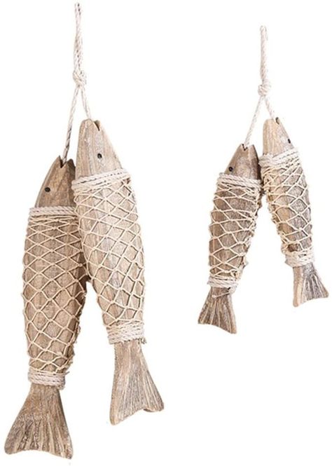 The Lake House Decor Guide Wood Fish Decor, Rustic Fishing Decor, Wooden Fish Decor, Fish Decorations, Nautical Theme Decor, Fishing Room, Fish Decor, Ornament Wall, Sculpture Home Decor