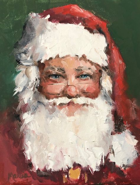 Impressionistic painting of Santa Oil on stretched canvas with deep sides painted Black Santa Claus Painting, Painting Of Santa Claus, Santa Claus Acrylic Painting, Abstract Santa Claus Painting, Christmas Art Painting Acrylic Santa, X Mas Painting Ideas, Christmas Art Santa, Santa Portrait Painting, Santa Oil Painting