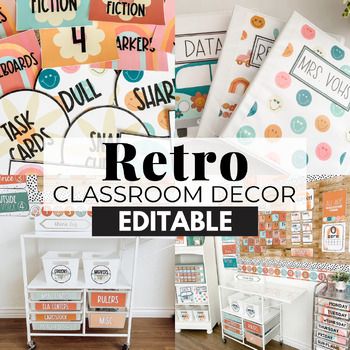 Groovy Boho Classroom Decor - Retro Classroom Decor Theme by Shayna Vohs Groovy Classroom Theme, Cool Fonts Alphabet, Retro Classroom Decor, Groovy Classroom, Classroom Jobs Display, Retro Classroom, Boho Classroom Decor, Book Bin Labels, Teacher Toolbox Labels