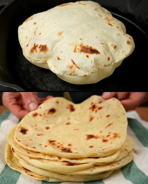 Homemade Soft Tortillas Recipe Easy Tortillas Homemade, Soft Flour Tortillas, Homemade Tortillas Easy, Soft Tortillas, Homemade Tortilla Shells, Easy Homemade Tortillas, Authentic Flour Tortillas, Wheat Tortilla Recipe, How To Make Homemade Tortillas