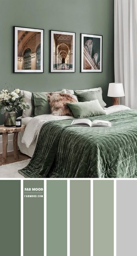 Bedroom Archives - Page 2 of 17 - Fabmood | Wedding Colors, Wedding Themes, Wedding color palettes Soothing Bedroom Colors, Light Green Bedrooms, Green Bedroom Design, Soothing Bedroom, Best Bedroom Colors, Black Bed Frame, Bedroom Color Combination, Bedroom Colour, Sage Green Bedroom