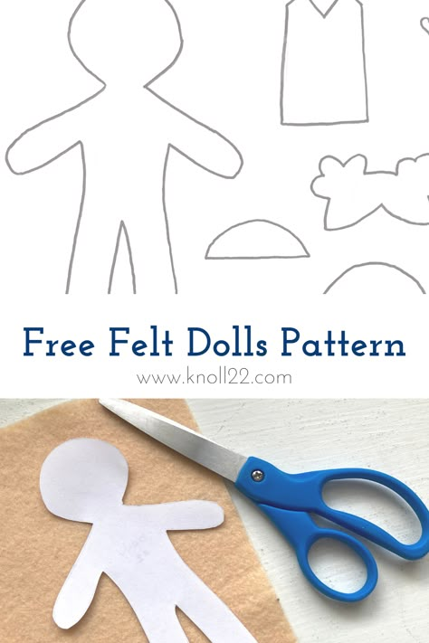 Easy Felt Dolls Diy, Felt Doll Pattern Free Templates Quiet Books, Free Doll Patterns To Sew Simple, Paper Doll Pattern, Tiny Doll Pattern Free, Diy Felt Doll House, Stuffed Doll Pattern, Pocket Dolls Pattern Free, Felt Paper Dolls Pattern Free