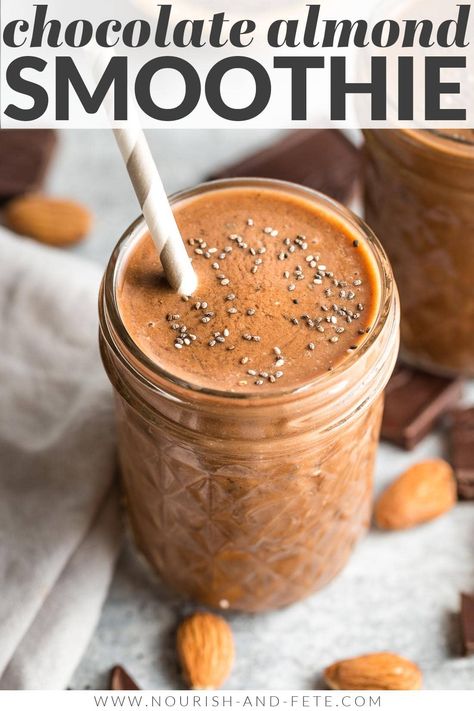 This Chocolate Almond Milk Smoothie is rich, creamy, and simple to make from everyday ingredients. Let it do double duty as a filling breakfast and a sweet but healthy afternoon treat! Cocoa Powder Smoothie, Chocolate Almond Milk Smoothie, Recipes Using Almond Milk, Milk Smoothie Recipes, Almond Milk Smoothie Recipes, Almond Milk Smoothie, Protein Breakfast Smoothie, Chocolate Banana Smoothie, Chocolate Almond Milk