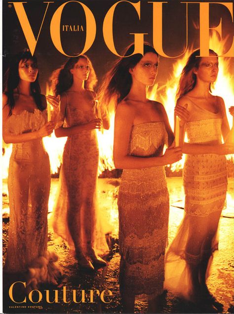 VOGUE all fired up! Maggie Rizer, Audrey Marnay, Nadja Auermann, Vogue Magazine Covers, Fashion Magazine Cover, Steven Meisel, Milla Jovovich, Fashion Cover, Vogue Covers