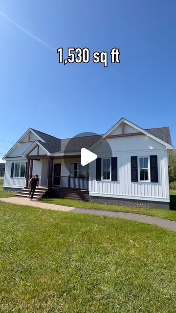 Kerry Tarnow on Instagram: "Quick tour of the Porto, a 3 bedroom 2 bathroom Modular Home with a split floor plan. This model has a huge island and great ensuite, check it out. Built by @supremehomesofficial   #modularhomes #prefabhome #manufacturedhomes #mobilehomes #hometour #interiordesign #newhomes #modularhome #hometour" 3 Bedroom 2 Bath Modular Homes, Build A Small House, 3 Bedroom Small Home Floor Plans, Home Layout Ideas Floor Plans Open Concept Small Houses, Small Modular Home Floor Plans, Small House On Land Country, Small Modular Homes Cottage, Small House Build, 3 Bedroom Modular Home Floor Plans