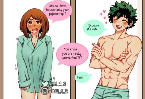 #izuocha Anime Mha Oc, Ochako X Deku, Toga X Twice, Deku And Ochako, Black Cat Marvel Spiderman, Love Words For Her, Deku X Ochako, Mha Comics, Deku And Uraraka