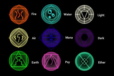 6 Elements Magic, Elemental Sigils, Magic Glyphs, Elemental Symbols, Transmutation Circle, Magic Circles, Magic System, Elemental Powers, Elemental Magic