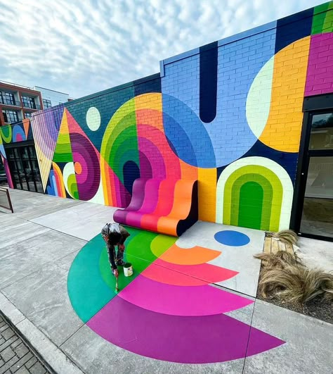 Artistic collaboration:: Jessie Unterhalter and Katey Truhn | 》》Legs and lines《《 . . . #interiordesign #murals | Instagram Collaborative Mural, Abstract Mural, Garden Mural, Living Walls, School Murals, 2023 Photo, Colorful Murals, Bedroom Murals, Wall Murals Painted