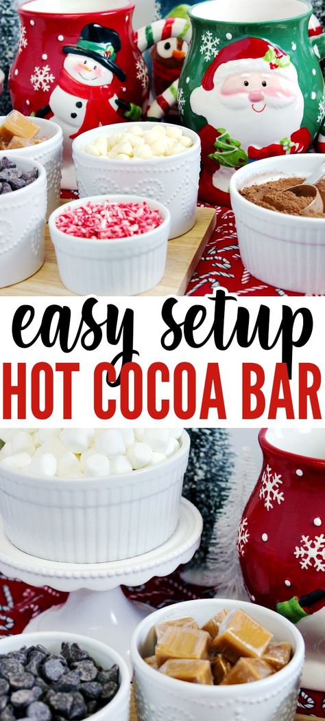 Kid Friendly Hot Chocolate Bar, Hit Chocolate Bar, Hot Cocoa Bar Party, Diy Hot Chocolate Bar, Chocolate Bar Ideas, Hot Chocolate Bar Ideas, Holiday Hot Cocoa Bar, Hot Chocolate Bar Party, Christmas Hot Chocolate Bar