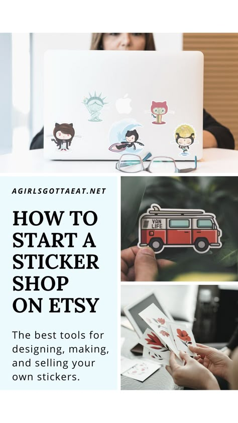 Etsy Sticker Shop Ideas, Sticker Ideas To Sell, Sticker Selling, Diy Stickers To Sell, Sell Stickers, Print On Demand Stickers, Selling Stickers On Etsy, How To Make Stickers To Sell, Stickers To Sell