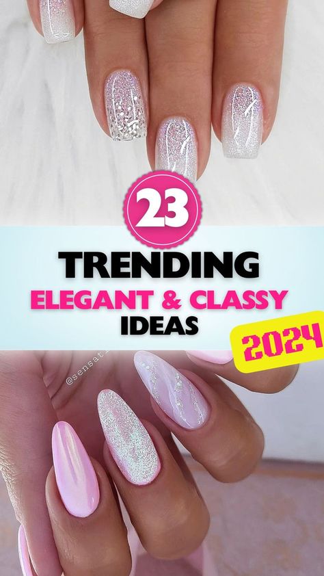 Elegant nail ideas for 2024 that exude class and sophistication. Perfect for every stylish woman. New French Tip Nail Designs With Glitter, Pretty French Manicure Nails, Bling French Manicure, Wedding Attendee Nails, Special Occasion Nails Acrylic, Birthday Inspired Nails Short, Chic And Classy Nails, New Years Eve Nails French Tip, Classy Dip Nails Almond