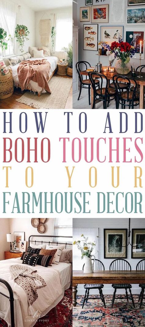 How to add Boho Touches to Your Farmhouse Decor Boho Farmhouse Living Room, Modern Boho Farmhouse, Boho Farmhouse Decor, Eclectic Farmhouse, Farmhouse Style Decor, Boho Living Room Decor, Farmhouse Boho, Simple Accessories, Boho Farmhouse