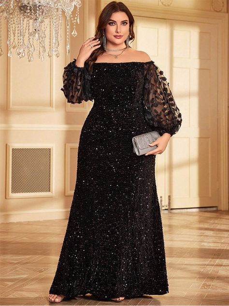 Evening Dress Plus Size, Plus Prom Dresses, Velvet Evening Dress, Evening Gowns With Sleeves, Sequin Evening Gowns, Evening Dresses Plus Size, Long Sleeve Sequin, فستان سهرة, Black Evening Dresses