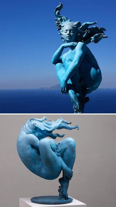 Abstract Sculpture Ideas, Dramatic Sculpture, Ocean Sculpture, Clay Sculpture Art, Sculpture Reference, Cast Sculpture, Human Expression, Underwater Sculpture, Water Sculpture