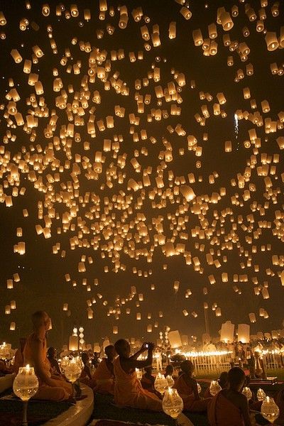 hanging-mason-jar-lanterns Floating Lantern Festival, Floating Lanterns, Lantern Festival, Chiang Mai Thailand, Jolie Photo, Paper Lanterns, Chiang Mai, Oh The Places Youll Go, Pretty Places