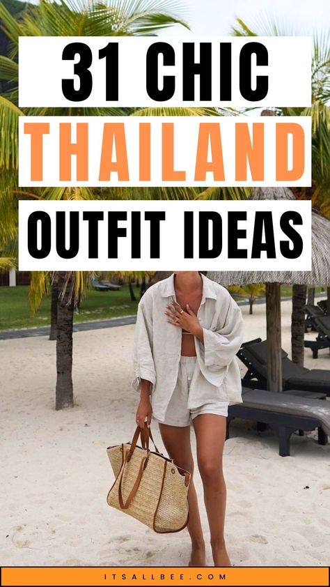 Discover the ultimate guide to stylish and practical outfits for your Thailand adventure. From beach strolls to temple visits, night markets, and café hopping, explore chic outfit ideas that ensure comfort and fashion for every occasion. Perfect your travel wardrobe with our curated looks!Thailand Outfit Ideas, Thailand Travel, Thailand Travelling, Thailand Honeymoon, Thai Outfit, Thai Vacation, Thailand Fashion, Thailand Style, Aesthetics, Thai Trip, Summer Aesthetic, Beach Outfit Beach Styling Outfit, Holiday Summer Outfits Beach Vacations, Thailand Airport Outfit, Quite Luxury Summer Outfit, Tropical Date Night Outfit, Vacation Exploring Outfits, Honeymoon Outfits Thailand, Thailand Vacay Outfits, Phuket Holiday Outfits