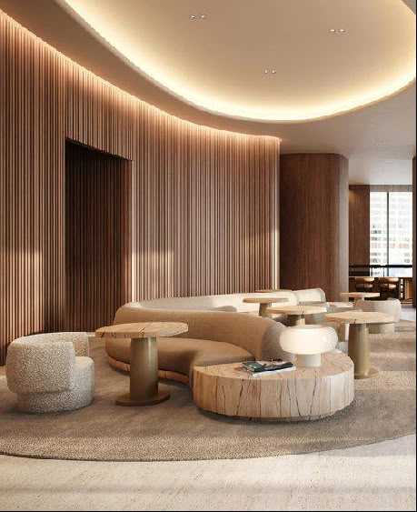 Lounge Interiors, Lobby Lounge, Hotel Lounge, Lobby Interior, Frank Gehry, Lobby Design, Lounge Design, Installation Design, Hotel Interior