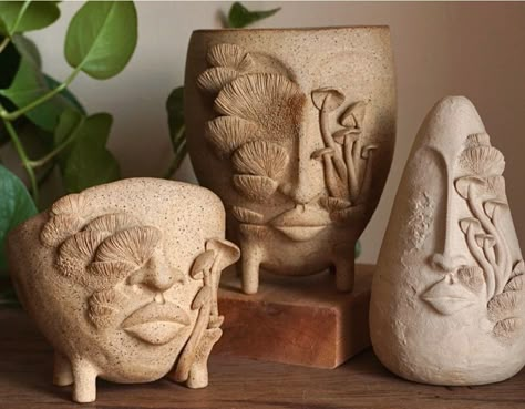 Carved Pots, Ap Ceramics, Clay Nature, Pottery Home Decor, Ceramic Sculpture Figurative, Pottery Jewelry, Witchy Gifts, Ceramic Art Sculpture, Sculpture Art Clay