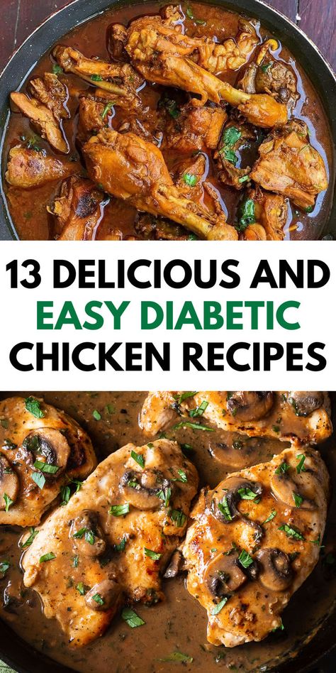 Explore 13 easy diabetic chicken recipes that are low carb, high in protein, and perfect for anyone living a healthy lifestyle. These delicious and simple chicken recipes cater to various meal plans, allowing you to enjoy a satisfying dinner without raising your blood sugar. Healthy Dinners Low Carb, Simple Chicken Recipes, Low Carb Dinner Chicken, Healthy Recipes For Diabetics, Low Carb Chicken Recipes, Simple Chicken, Low Carb Chicken, Low Carb Dinner, Healthy Dinners