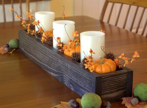 Learn how to make a wood box centerpiece that can be used for home decor in any season. Wooden Box Centerpiece, Wood Box Centerpiece, Box Centerpiece, Table Centerpieces For Home, Wooden Centerpieces, Fall Table Centerpieces, Thanksgiving Decorations Diy, Fall Thanksgiving Decor, Fall Deco