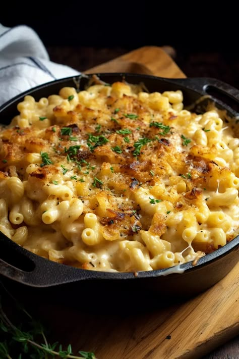 French Onion Mac & Cheese - That Oven Feelin French Onion Mac And Cheese With Bacon, French Onion Macaroni And Cheese, French Onion Soup Mac And Cheese, Mac N Cheese Aesthetic, Dinner Inspo Ideas, Mac & Cheese, French Onion Mac And Cheese Recipe, Mac And Chese, Devney Perry Aesthetic