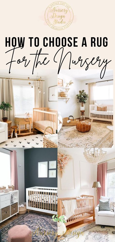 Nursery Rug Guide, What Size Rug Under Crib, Crib Rug Placement, Area Rug Placement In Nursery, Area Rug On Top Of Carpet Nursery, Round Rug In Front Of Crib, Nursery Rug Layout, Nursery With Rug On Hardwood, Nursery With Rug On Carpet