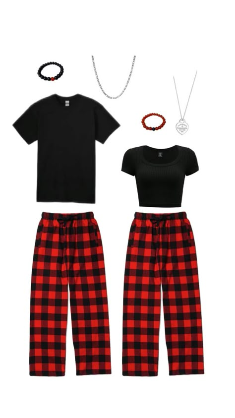 Pajama Pants, Pants, Red, Black, Trousers