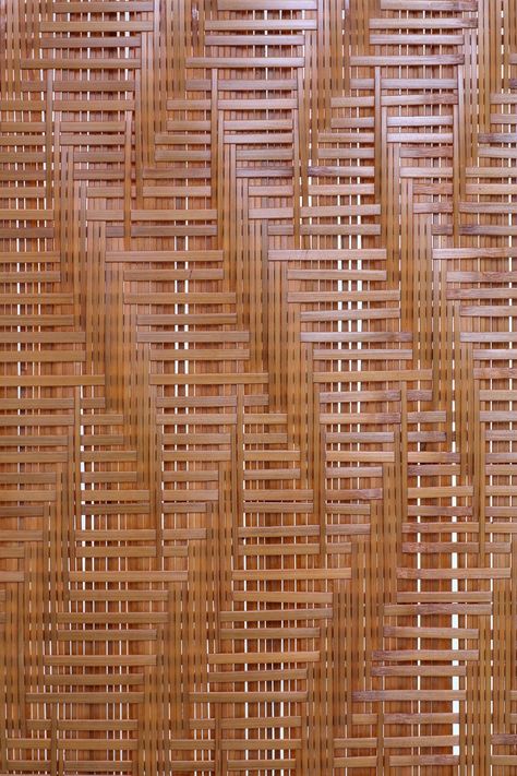 Sustainable Interior Design Materials, Wood Weaving, Bamboo Screen, Weaving Texture, Rattan Pattern, Weaving Patterns Design, Bamboo Roof, Rattan Weaving, Bamboo Tattoo