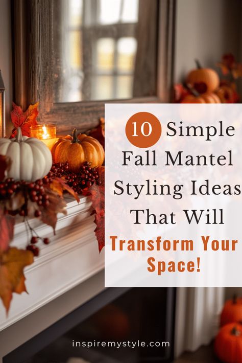 Not sure how to create a cozy look for fall? Check out these simple fall mantel decorating ideas to bring warmth and charm to your home. Be sure to save this pin so you can revisit these fall decor mantle ideas later! 🍂 Fall Mantel Display, Simple Classy Fall Decor, Fall Pumpkin Mantle Decor, Mantle Thanksgiving Decor, Spanish Fall Decor, Mantle Decor Thanksgiving, Fall Leaves Mantle Decor, Fall Thanksgiving Mantle Decor, Thanksgiving Fireplace Mantle Decor