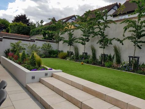 Clean, Crisp & Contemporary Garden Design in Cabinteely Plant Bed, Contemporary Garden Design, Artificial Lawn, Bed Modern, Contemporary Garden, Garden Bed, Bedding Plants, Modern Bed, Front Garden