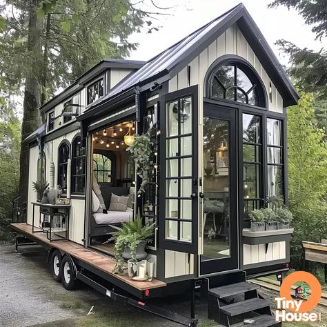 40 Stylish Barnhouse Decor French Style Tiny House, Small Tiny House On Wheels, French Tiny House, Glass Tiny House, French Style Cottage, Gothic Tiny House, U Shaped Kitchen Island, Shaped Kitchen Island, French Country Design Style