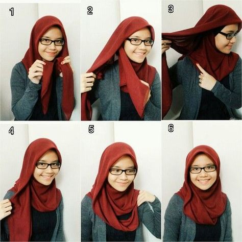 Hijab tutorial for glasses Triangle Hijab Style, Triangle Hijab Tutorial, Bawal Style, Bawal Tutorial, Square Hijab Tutorial, How To Wear Hijab, Simple Hijab Tutorial, Square Hijab, Hijab Ideas