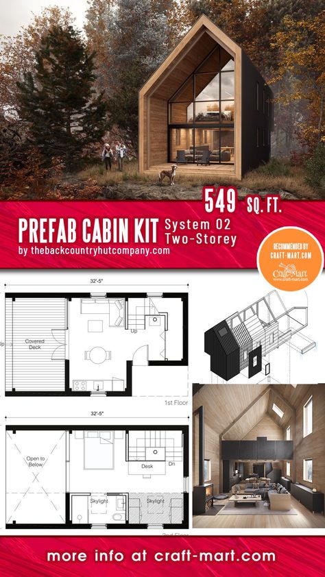 Introducing the System 02 Prefab Two-Storey Cabin by thebackcountryhutcompany, the ultimate embodiment of modern design. Inspired by traditional alpine cabins, this modernized version offers flexible floor plan options and spacious accommodations for larger groups or families. Engineered for durability and resilience, it can endure even the harshest weather conditions with minimal upkeep. Living In A Small House, 500 Sq Ft House, Pinterest Lifestyle, A Small House, Cabin Kits, Tiny Cabins, Frame House, Small Cabin, Modern Cabin