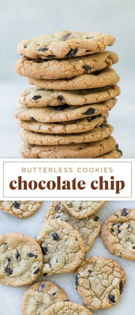 Cookie Recipes With Oil Instead Of Butter, Butter Less Cookies, Chocolate Chip Cookies With Less Butter, Butter Less Chocolate Chip Cookies, No Butter Cookies Chocolate Chip, Homemade Cookies No Butter, Simple Cookie Recipe No Butter, Light Chocolate Chip Cookies, Chocolate Chip Cookies With Oil Instead Of Butter