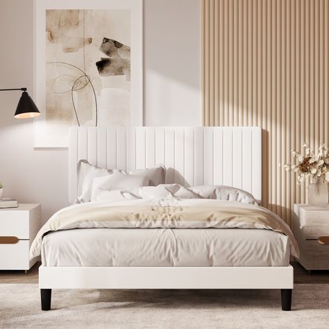 Channel Tufted Headboard, Tufted Platform Bed, Tufted Headboard, Wooden Slats, Platform Bed Frame, Upholstered Platform Bed, Platform Bed, Bed Frame, Velvet