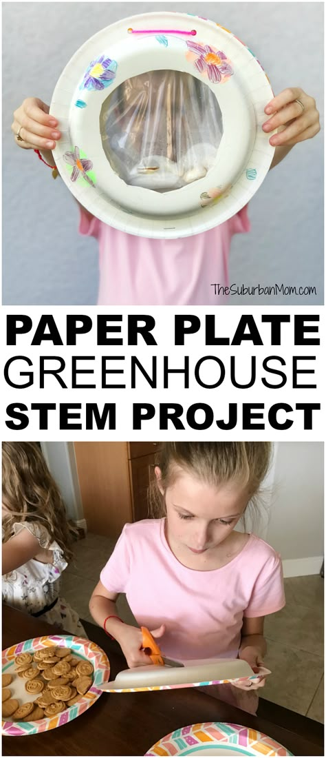 Paper Plate Greenhouse Kids STEM Project - The Suburban Mom Seed Lessons For Kids, Steam Projects Elementary, Crafting Closet, Steam Activities Elementary, Seed Science, Ag Projects, Sustainability Activities, Welcome April, Elementary Stem Activities