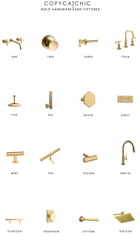 Home Trends | Gold Hardware and Fixtures - copycatchic Gold Fixtures, Brass Fixtures, Gold Bathroom, Bathroom Trends, Kitchen Hardware, Home Trends, Bath Remodel, Bathroom Hardware, Dream Decor