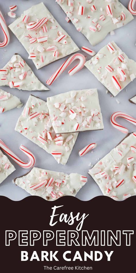 This classic Peppermint Bark recipe has layers of dark and white chocolate flavored with peppermint and topped with crushed candy canes. It’s an easy holiday treat that is perfect for gift giving, bringing to parties, or enjoying at home. #thecarefreekitchen #dessert #christmas #candy #peppermint #bark #chocolate #candycanes White Chocolate Bark Recipes, Chocolate Peppermint Bark Recipe, Mint Bark, Christmas Peppermint Bark, Candy Bark Recipes, Peppermint Bark Recipe, White Chocolate Peppermint Bark, Candy Cane Dessert, Christmas Brunch Ideas