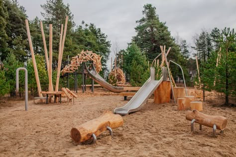 Tire Playground, Wood Playground, Nature Playground, Natural Play Spaces, Playgrounds Architecture, Play Area Backyard, Natural Play, Play Ground, Natural Playground