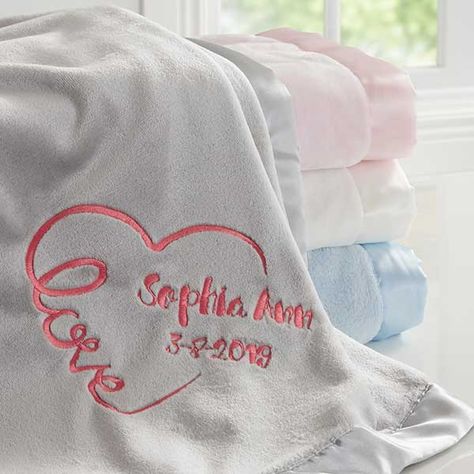 Embroidered Pink Baby Blanket - Baby Love Keepsake Kids Strollers, Pink Baby Blanket, Microfiber Blanket, Baby Embroidery, Pink Baby Girl, Stroller Blanket, Personalized Baby Blankets, Baby Keepsake