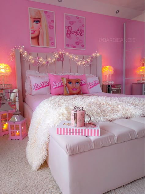 Barbie Inspired Room, Pink Barbie Room, Barbie Room Ideas Bedrooms, Barbie Themed Room, Ivy Bedroom, Pink Christmas Bedroom, Barbie Room Decor, Girly Pink Bedroom, Decorating Toddler Girls Room