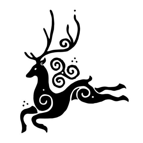 Celtic Druid Symbols, Celtic Deer Design, Celtic Stag Tattoo Design, Celtic Stag Tattoo, Celtic Pagan Art, Celtic Deer Tattoo, Celtic Pagan Tattoo, Deer Mythology, Druidic Tattoo