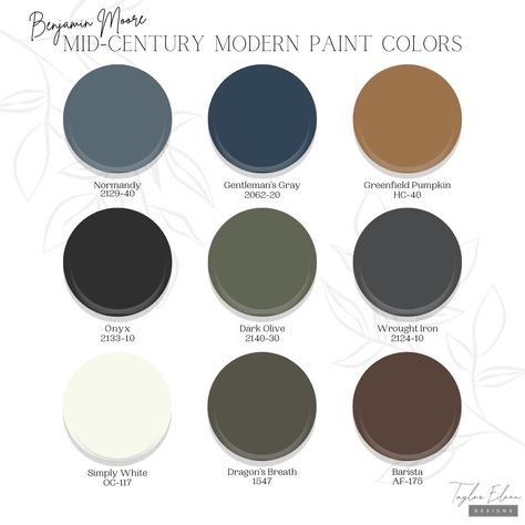 Free Room Ideas, Midcentury Color Palette, Dark Mid Century Modern, Mid Century Paint Colors, Mid Century Modern Paint Colors, Mid Century Gothic, Modern Living Room Paint, Mid Century Color Palette, Mid Century Modern Color Palette